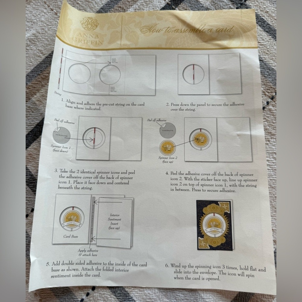 Anna Griffin Die Cut Card Making Kit Handsome Spinner For Him Incomplete - Picture 13 of 14